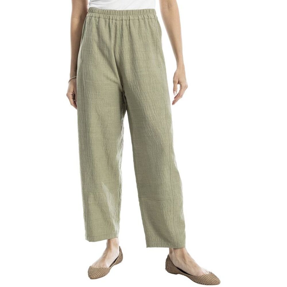 Max Studio Womens  Two-Tone Textured Woven Linen-Blend Pant
